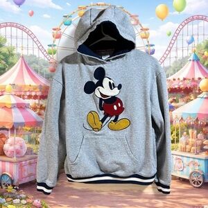 Disney Mickey Mouse Hoodie Gray Pullover Applique Logo Size small